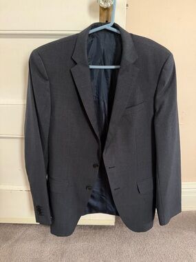 Hugo Boss Navy and charcoal Check Two-Button Blazer